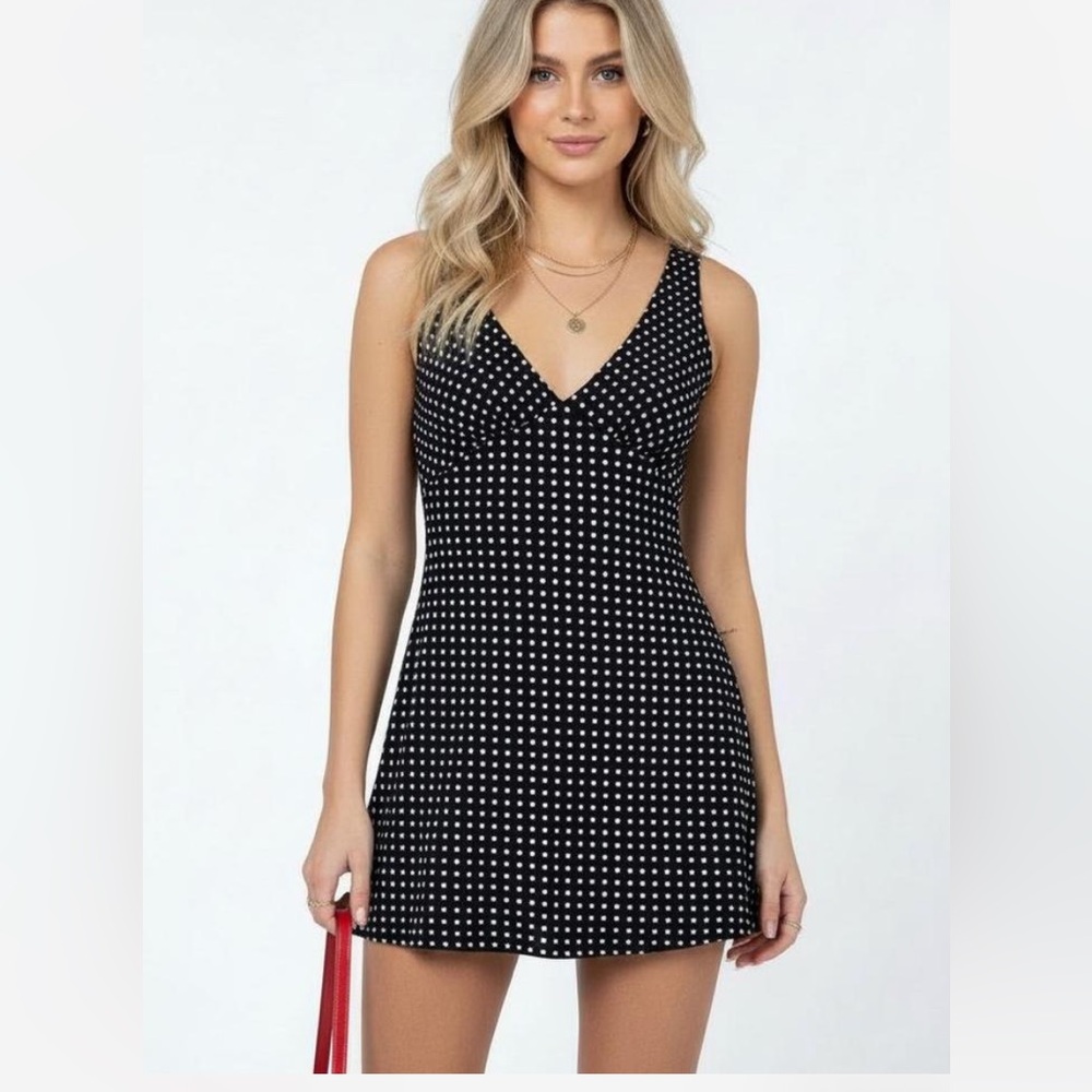 Princess Polly Nellie Black and White Mini Polka Dot Dress